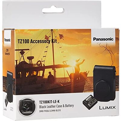 Panasonic Funda de Piel y batería para cámara Lumix TZ100 Negro Panasonic Funda de Piel y batería para cámara Lumix TZ100 Negro