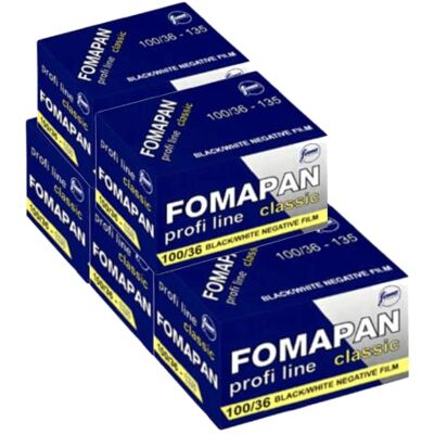 Foma PAN Classic 100 135/36 PAN FO11131-5, 100 ASA Lote de 5 películas de Pantalla pequeña (100 Unidades), Color Negro y Blanco Foma PAN Classic 100 135/36 PAN FO11131-5, 100 ASA Lote de 5 películas de Pantalla pequeña (100 Unidades), Color Negro y Blanco