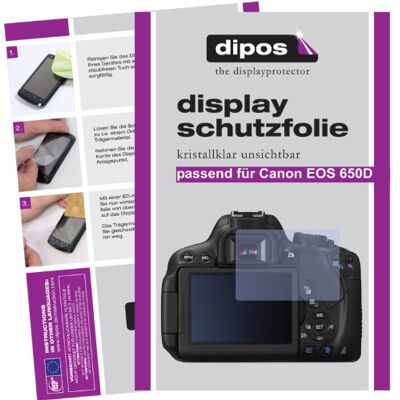 dipos 6x Protector de Pantalla claro para Canon EOS 650D Transparente, ajuste perfecto, antiarañazos, sin burbujas, apto para fundas, compatible con huellas dactilares, autoadhesivo dipos 6x Protector de Pantalla claro para Canon EOS 650D Transparente, ajuste perfecto, antiarañazos, sin burbujas, apto para fundas, compatible con huellas dactilares, autoadhesivo