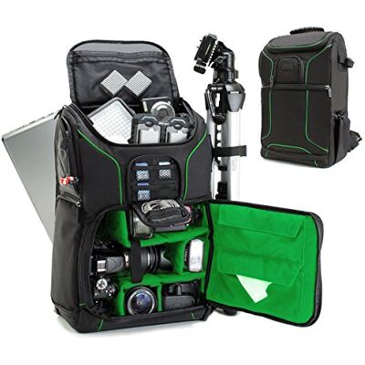 USA Gear Mochila Completa para Cámara DSLR, Funda Resistente al Agua Compartimento para Portátil y divisores para Meter un Tripode, Objetivos, Compatible con Canon, Nikon, Sony y Muchas más USA Gear Mochila Completa para Cámara DSLR, Funda Resistente al Agua Compartimento para Portátil y divisores para Meter un Tripode, Objetivos, Compatible con Canon, Nikon, Sony y Muchas más