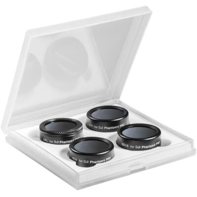 walimex pro Pro 21487 Juego de filtros para Drones dji Phantom 4 Pro (CPL, ND 4, ND 8, ND 16, Incluye Funda Protectora), Color Negro walimex pro Pro 21487 Juego de filtros para Drones dji Phantom 4 Pro (CPL, ND 4, ND 8, ND 16, Incluye Funda Protectora), Color Negro