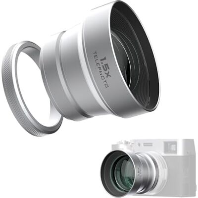 FREEWELL 1.5X Teleobjetivo Compatible con Fuji X100VI X100V Plata FREEWELL 1.5X Teleobjetivo Compatible con Fuji X100VI X100V Plata