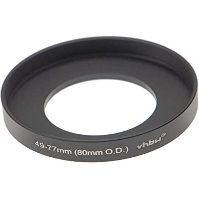 vhbw Anillo Adaptador Step Up de 49 mm a 77 mm Compatible con Matte Box 80 mm O.D. Adaptador de filtro, aluminio, negro mate vhbw Anillo Adaptador Step Up de 49 mm a 77 mm Compatible con Matte Box 80 mm O.D. Adaptador de filtro, aluminio, negro mate