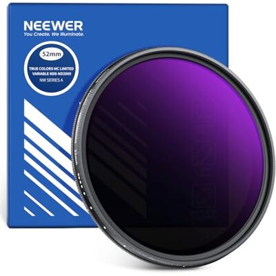 NEEWER 52mm Filtro ND Variable (ND8-2000), True Color & Hard Stop, 3-11 Stops Filtro Lente Densidad Neutra Limitada Ajustable para DSLR DSLR Camera sin Espejo, Cristal Óptico Multicapa,Marco Delgado NEEWER 52mm Filtro ND Variable (ND8-2000), True Color & Hard Stop, 3-11 Stops Filtro Lente Densidad Neutra Limitada Ajustable para DSLR DSLR Camera sin Espejo, Cristal Óptico Multicapa,Marco Delgado