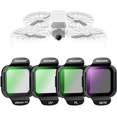 NEEWER ND Filtro Set compatible con DJI Flip / Lito X1 Dron, ND16 PL UV Black Diffusion 1/4 Snap On Kit de Accesorios con Filtros Lente ND Polarizados Densidad Neutra HD Multicapa Montaje, FL-N36 NEEWER ND Filtro Set compatible con DJI Flip / Lito X1 Dron, ND16 PL UV Black Diffusion 1/4 Snap On Kit de Accesorios con Filtros Lente ND Polarizados Densidad Neutra HD Multicapa Montaje, FL-N36