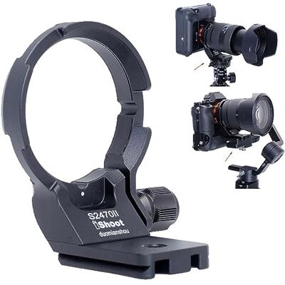 iShoot Collar de lente de anillo de montaje de trípode compatible con Sony FE 24-70 mm f/2.8 GM II, FE 16-35 mm F2.8 GM II, FE 20-70 mm F4 G, soporte para abrazadera y estabilizador de placa de iShoot Collar de lente de anillo de montaje de trípode compatible con Sony FE 24-70 mm f/2.8 GM II, FE 16-35 mm F2.8 GM II, FE 20-70 mm F4 G, soporte para abrazadera y estabilizador de placa de