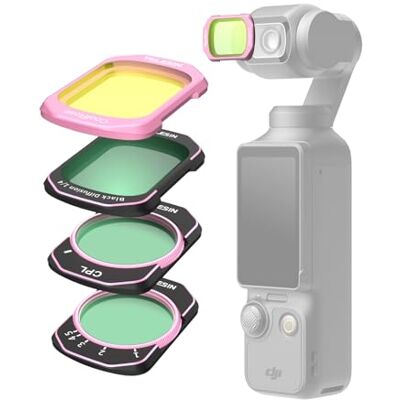 TELESIN Set de filtros Vlog Portrait para dji Osmo Pocket 4/3 y Xtra Muse – Tono Cool Rose y Black Mist 1/4 para un Aspecto cinematográfico de Piel Suave, filtros magnéticos VND ND2–32 y CPL TELESIN Set de filtros Vlog Portrait para dji Osmo Pocket 4/3 y Xtra Muse – Tono Cool Rose y Black Mist 1/4 para un Aspecto cinematográfico de Piel Suave, filtros magnéticos VND ND2–32 y CPL