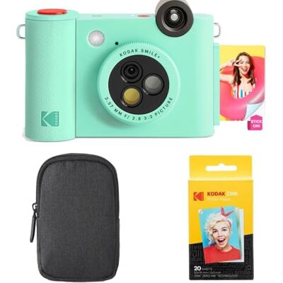 Kodak Smile+ Cámara instantánea Digital 2 en 1 e Impresora fotográfica Estuche + Papel Zink 20 Unidades 10 MP, Lente giratoria Verde Kodak Smile+ Cámara instantánea Digital 2 en 1 e Impresora fotográfica Estuche + Papel Zink 20 Unidades 10 MP, Lente giratoria Verde