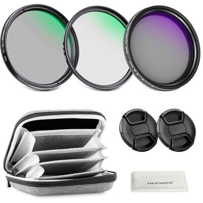 NEEWER 55mm Variable ND + CPL + UV Filtro Kit (3 Pack), Multicapa Densidad Neutra (ND2-400) Polarizador Circular Filtro Objetivo Cámara, Accesorios de Fotografía con Estuche Transporte y Tapas Lentes NEEWER 55mm Variable ND + CPL + UV Filtro Kit (3 Pack), Multicapa Densidad Neutra (ND2-400) Polarizador Circular Filtro Objetivo Cámara, Accesorios de Fotografía con Estuche Transporte y Tapas Lentes