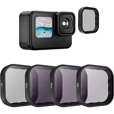 TELESIN Juego de 4 Filtros ND CPL de Densidad Neutra para Cámaras GoPro Hero 11, 10, 9 Lentes (CPL/ND8/ND16/ND32) TELESIN Juego de 4 Filtros ND CPL de Densidad Neutra para Cámaras GoPro Hero 11, 10, 9 Lentes (CPL/ND8/ND16/ND32)