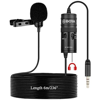 BOYA Monitor Lavalier Micrófono para el podcast Canon iPhone, 19 pies omnidireccional micrófono para Nikon Sony iPhone 10 8 8 Recordadora de audio de videocomisión DSLR Video de entrevista de YouTube BOYA Monitor Lavalier Micrófono para el podcast Canon iPhone, 19 pies omnidireccional micrófono para Nikon Sony iPhone 10 8 8 Recordadora de audio de videocomisión DSLR Video de entrevista de YouTube