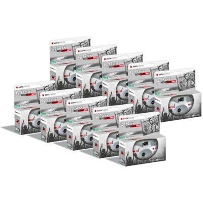 AgfaPhoto Pack 10 x 601026 – Cámara desechable LeBox Black&White, 27 Fotos, Lente óptica de 31 mm – Gris AgfaPhoto Pack 10 x 601026 – Cámara desechable LeBox Black&White, 27 Fotos, Lente óptica de 31 mm – Gris