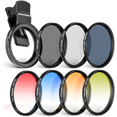NEEWER 58mm Kit de Filtro de Lente con Clip de Lente de Teléfono, CPL, ND32, Filtro Estrella 6 Puntos, Filtros Graduados (4 Colores), Compatible con iPhone 16 15 14 Pro MAX 13 12 11 Canon Nikon Sony NEEWER 58mm Kit de Filtro de Lente con Clip de Lente de Teléfono, CPL, ND32, Filtro Estrella 6 Puntos, Filtros Graduados (4 Colores), Compatible con iPhone 16 15 14 Pro MAX 13 12 11 Canon Nikon Sony
