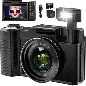 SWAGITLOUD Cámara Digital 4K 48MP Vlogging para YouTube con Zoom Digital 16X, Función Macro y Flash Elevable, Compacta con Pantalla Abatible de 3 Pulgadas 180°, Tarjeta TF de 32 GB, 2 Baterías, Negra SWAGITLOUD Cámara Digital 4K 48MP Vlogging para YouTube con Zoom Digital 16X, Función Macro y Flash Elevable, Compacta con Pantalla Abatible de 3 Pulgadas 180°, Tarjeta TF de 32 GB, 2 Baterías, Negra