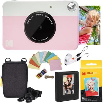 Kodak : Paquete cámara instantánea Printomatic (Rosado) + Papel Zink (20 Hojas) + Funda álbum de Fotos + Marcos para Colgar + cómoda Kodak : Paquete cámara instantánea Printomatic (Rosado) + Papel Zink (20 Hojas) + Funda álbum de Fotos + Marcos para Colgar + cómoda