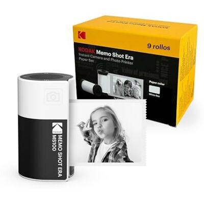 Kodak Memo Shot ERA Kids Cámara Digital instantánea y Etiquetadora, Blanco (Cámara con 1 Rollo de Cartucho de Etiquetas One-Touch + Set de 9 Rollos de Cartuchos) Kodak Memo Shot ERA Kids Cámara Digital instantánea y Etiquetadora, Blanco (Cámara con 1 Rollo de Cartucho de Etiquetas One-Touch + Set de 9 Rollos de Cartuchos)