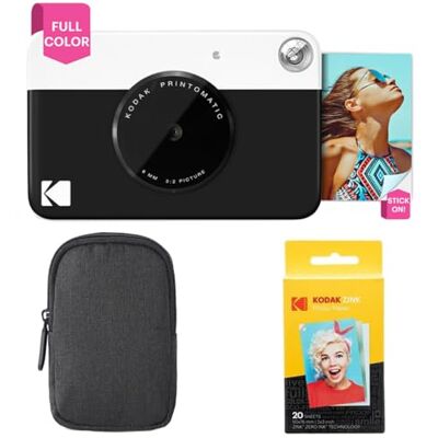 Kodak : Paquete básico de cámara instantánea Printomatic (Negro) + Papel Zink (20 Hojas) + Funda cómoda . Kodak : Paquete básico de cámara instantánea Printomatic (Negro) + Papel Zink (20 Hojas) + Funda cómoda .