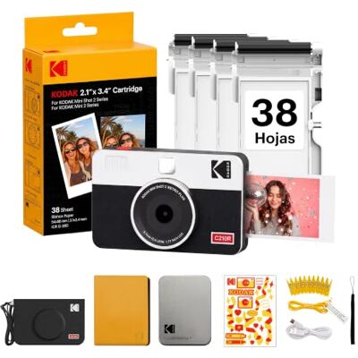 Kodak Mini Shot 2 Retro Cámara Instantánea, Kit de Regalo, Blanca Kodak Mini Shot 2 Retro Cámara Instantánea, Kit de Regalo, Blanca