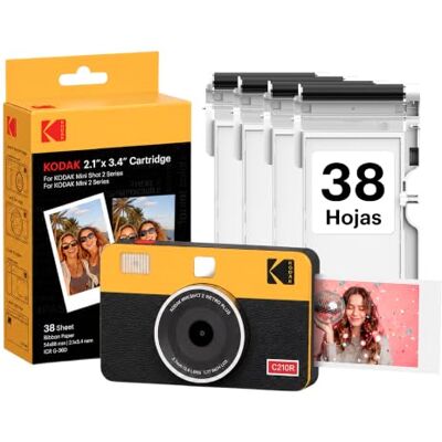 Kodak Mini Shot 2 Retro 4PASS 2-en-1 Cámara Instantánea e Impresora de Fotos (5,3x8,6cm) + Pack con 38 Hojas, Amarillo Kodak Mini Shot 2 Retro 4PASS 2-en-1 Cámara Instantánea e Impresora de Fotos (5,3x8,6cm) + Pack con 38 Hojas, Amarillo