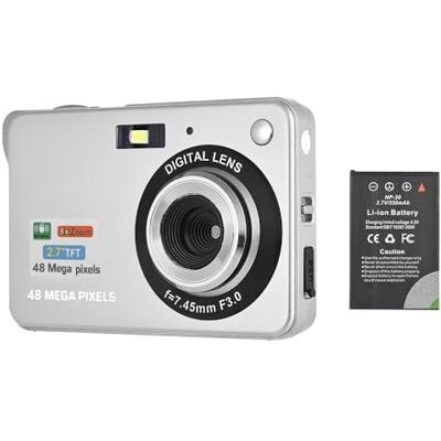 Andoer Compactas Cámaras Digitales, 1080P 48MP Camara Fotos Digital Zoom 8X Pantalla LCD de 2.7" con bolsa de transporte Correa de muñeca para Principiantes, Niño, Adulto, plata Andoer Compactas Cámaras Digitales, 1080P 48MP Camara Fotos Digital Zoom 8X Pantalla LCD de 2.7" con bolsa de transporte Correa de muñeca para Principiantes, Niño, Adulto, plata