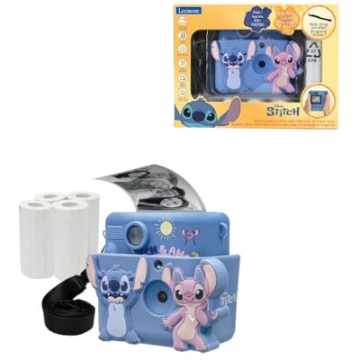LEXIBOOK , Disney Stitch, Cámara StarCAM Print, Impresora instantánea, tarjeta SD, 4 rollos papel, correa, protección 3D, kit personalización, azul LEXIBOOK , Disney Stitch, Cámara StarCAM Print, Impresora instantánea, tarjeta SD, 4 rollos papel, correa, protección 3D, kit personalización, azul