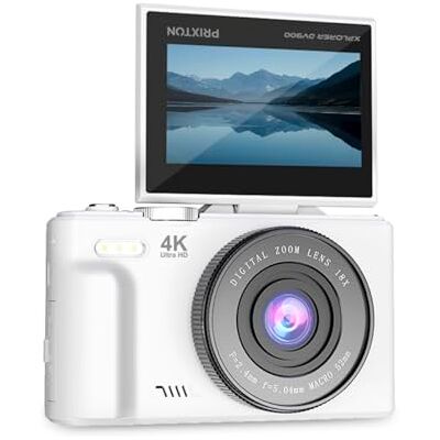 PRIXTON Cámara Digital Xplorer DV900, WiFi, App Móvil, Pantalla Giratoria LCD, Resolución 4K, 64MP, 9 Funciones de Cámara, Batería extraíble Recargable, Autonomía 1,5h, Tarjeta SD hasta 256GB, Blanco PRIXTON Cámara Digital Xplorer DV900, WiFi, App Móvil, Pantalla Giratoria LCD, Resolución 4K, 64MP, 9 Funciones de Cámara, Batería extraíble Recargable, Autonomía 1,5h, Tarjeta SD hasta 256GB, Blanco
