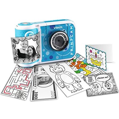VTech Kidizoom Print CAM Azul, Cámara de Fotos instantáneas y vídeos para niños +5 años, Impresión Instantánea, Plantillas, Efectos, Marcos, Versión ESP VTech Kidizoom Print CAM Azul, Cámara de Fotos instantáneas y vídeos para niños +5 años, Impresión Instantánea, Plantillas, Efectos, Marcos, Versión ESP