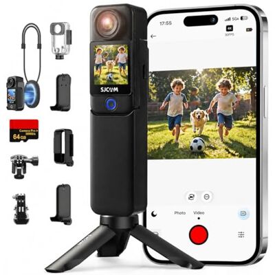 SJCAM C300 Vlog Pack(64G),Camara Vlog con Batería de 7 Horas Estabilización 6-Ejes,Doble Pantalla Táctil,Camara de accion 154° Gran Angular,Impermeable,para Deportes y vlogging,Negro SJCAM C300 Vlog Pack(64G),Camara Vlog con Batería de 7 Horas Estabilización 6-Ejes,Doble Pantalla Táctil,Camara de accion 154° Gran Angular,Impermeable,para Deportes y vlogging,Negro