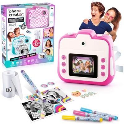 Canal Toys Photo Creator Cámara instantánea, Color Rosa con Pantalla a Color, Rollos de Papel, Pegatinas, rotuladores y Correa de Mano CLK 055 Canal Toys Photo Creator Cámara instantánea, Color Rosa con Pantalla a Color, Rollos de Papel, Pegatinas, rotuladores y Correa de Mano CLK 055