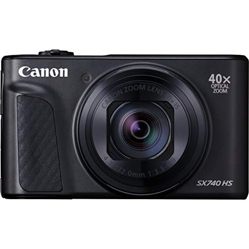 Canon PowerShot SX740 HS, Cámara Compacta de 20.3 MP (40x Zoom Óptico, 4K UHD, DIGIC 8, 5 Ejes, LCD Desplegable, 10 fps, WiFi), HI-speed USB, Conector Micro HDMI, Wi-Fi, Bluetooth, 110.1 x 63.8 x 39.9 mm, Negro