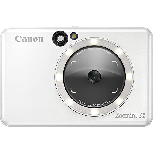 Canon Camera ES Zoemini S2 cámara instantánea + papel fotográfico 10 hojas ZINK ZP-2030 (Micro SD 256 GB, impresión móvil, Bluetooth, fotos 5x7.6 cm, batería, 3 modos grabación) Blanco perla