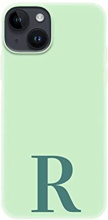 ICOVERI Funda Personalizada para iPhone 14, Carcasa Silicona Personalizable con Inicial y Nombre, Funda Silicona antigolpes, Tacto Suave y Sedoso, Microfibra Interior (iPhone 14, Verde)