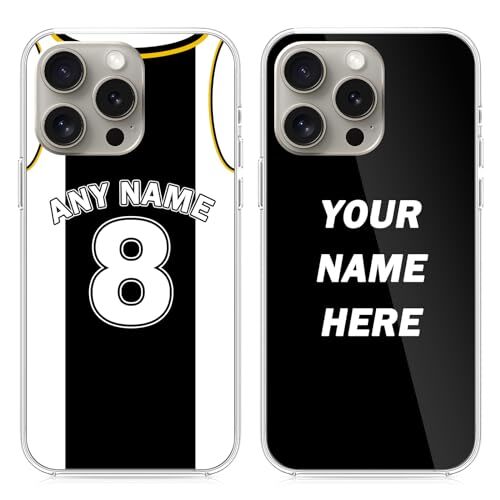 LucBuy Funda de Teléfono Personalizada con Nombre y Número, Funda Protectora Personalizada para Club de Fans de Deportes de Pelota de Jersey Compatible con iPhone 15 14 12 13 11 Pro Max XR 6 7 8 Plus (B11)