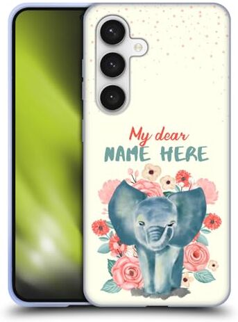 Head Case Designs Personalizada Individualizada Fundas para bebés Nombre Elefante bebé Caso Funda de Gel Suave Compatible con Samsung Galaxy S24 5G