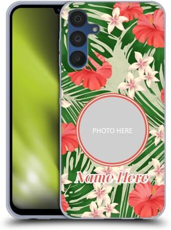 Head Case Designs Personalizada Individualizada Estuches para Mascotas Nombre de Foto Floral Tropical Caso Funda de Gel Suave Compatible con Samsung Galaxy A15