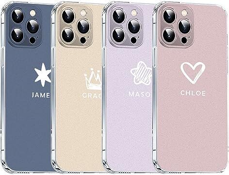 VEELU Funda personalizada con nombre personalizado para iPhone 14, 13, 12, 11 Pro Max, funda de teléfono con nombre personalizado con foto, antiarañazos, resistente a los golpes, suave, regalo para