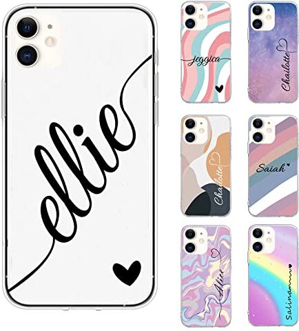 ZhuoFan Funda Personalizada para iPhone 11 6,1/' con Personalizable Nombre,Carcasa Texto Custom con Dibujos Marmol,Aesthetic Transparente Silicona Antigolpes Personalizado Case para iPhone 11,clear