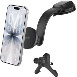 Belkin Cargador Coche Carga Rápida con Soportes para Rejilla de Ventilación y Salpicadero, Cable USB-C, Cargador Magnético Inalámbrico Qi2, MagSafe, iPhone 17, Pixelsnap y Galaxy S25 Negro Belkin Cargador Coche Carga Rápida con Soportes para Rejilla de Ventilación y Salpicadero, Cable USB-C, Cargador Magnético Inalámbrico Qi2, MagSafe, iPhone 17, Pixelsnap y Galaxy S25 Negro