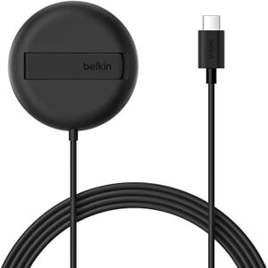Belkin Cargador Inalámbrico Compatible con MagSafe, Base de Carga Magnética 15W, Certificación Qi2, iPhone 17, Air, Samsung Galaxy S25, Pixelsnap y AirPods Sin Fuente de alimentación Negro Belkin Cargador Inalámbrico Compatible con MagSafe, Base de Carga Magnética 15W, Certificación Qi2, iPhone 17, Air, Samsung Galaxy S25, Pixelsnap y AirPods Sin Fuente de alimentación Negro