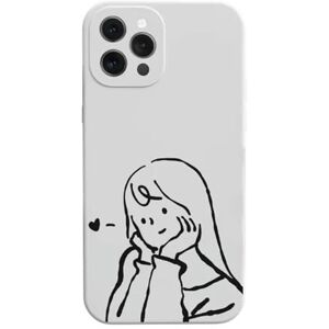 BLuVLy Cajas de teléfonos de iPhone Cartoon Boy Girl Funda para iPhone 11 12 13 14 Funda de Portada Del Teléfono Tpu-Para Iphone 13Pro Max-Mf-Blanco-V0599