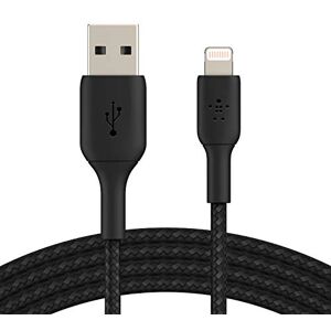 Belkin Cable Lightning Trenzado (Cable Lightning a USB Boost Charge para iPhone, iPad y AirPods, Cable de Carga para iPhone con Certificación MFi) 3 m, Negro Belkin Cable Lightning Trenzado (Cable Lightning a USB Boost Charge para iPhone, iPad y AirPods, Cable de Carga para iPhone con Certificación MFi) 3 m, Negro