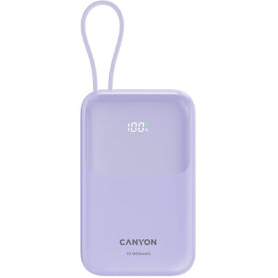 Canyon OnPower 101 Batería externa (10.000 mAh, con cable USB-C integrado, PD 22,5 W y QC 3.0, carga rápida, pantalla digital, paquete de batería portátil, delgada), color morado Canyon OnPower 101 Batería externa (10.000 mAh, con cable USB-C integrado, PD 22,5 W y QC 3.0, carga rápida, pantalla digital, paquete de batería portátil, delgada), color morado