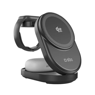 SBS Qi2 25W Power Dock 3in1 MFI MagSafe, cargador inalámbrico para iPhone, AirPods, Apple Watch, carga rápida 35W (25W+5W+5W), alimentación USB-C, cargador magnético, certificado MFI, negro SBS Qi2 25W Power Dock 3in1 MFI MagSafe, cargador inalámbrico para iPhone, AirPods, Apple Watch, carga rápida 35W (25W+5W+5W), alimentación USB-C, cargador magnético, certificado MFI, negro