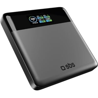 SBS Pulse PowerBank Lite 100W, 20000mAh, Power Delivery (PD 3.0 PPS), AFC, Baterie Externa con Carga Rápida, Pantalla IA LDC, USB-C, USB-A, Cargador Portátil de Viaje, Diseño Compacto, Gris SBS Pulse PowerBank Lite 100W, 20000mAh, Power Delivery (PD 3.0 PPS), AFC, Baterie Externa con Carga Rápida, Pantalla IA LDC, USB-C, USB-A, Cargador Portátil de Viaje, Diseño Compacto, Gris
