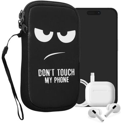 kwmobile Carcasa para móvil tamaño M 5,5" Funda Universal con Cremallera Estuche de Neopreno Don't Touch my Phone kwmobile Carcasa para móvil tamaño M 5,5" Funda Universal con Cremallera Estuche de Neopreno Don't Touch my Phone
