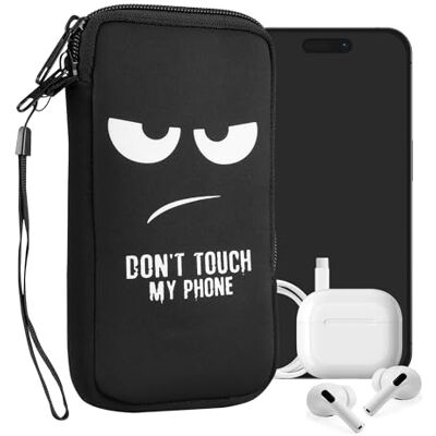 kwmobile Carcasa para móvil tamaño XL 6,7/6,8" Funda Universal con Cremallera Estuche de Neopreno Don't Touch my Phone kwmobile Carcasa para móvil tamaño XL 6,7/6,8" Funda Universal con Cremallera Estuche de Neopreno Don't Touch my Phone
