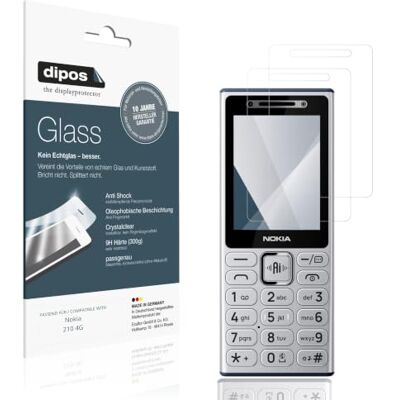 dipos 2x Protector de Pantalla 9H claro para Nokia 210 4G dipos 2x Protector de Pantalla 9H claro para Nokia 210 4G