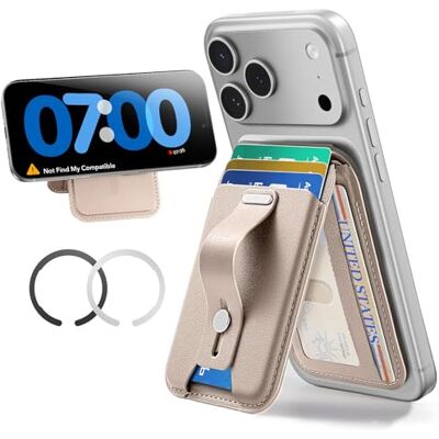 ESR Cartera para MagSafe con Soporte Ajustable, 5 Tarjetas, Bloqueo RFID Sticker MagSafe incluido, Bucle Dedo, Agarre Seguro, para iPhone 18 Pro/Pro Max, 17/16-12 y Algunos Samsung, Titanio Desierto ESR Cartera para MagSafe con Soporte Ajustable, 5 Tarjetas, Bloqueo RFID Sticker MagSafe incluido, Bucle Dedo, Agarre Seguro, para iPhone 18 Pro/Pro Max, 17/16-12 y Algunos Samsung, Titanio Desierto