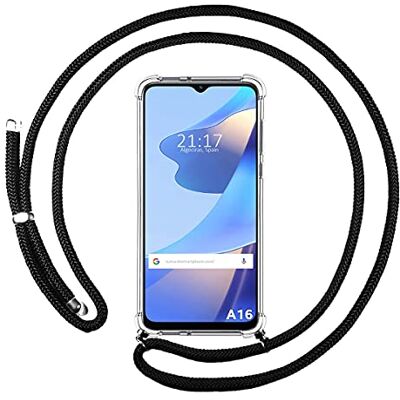 Tumundosmartphone Funda Colgante Transparente para Oppo A16 / A16s con Cordon Negro Tumundosmartphone Funda Colgante Transparente para Oppo A16 / A16s con Cordon Negro