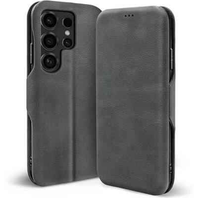 Verco Funda tipo libro para Samsung Galaxy S26 Ultra, color gris Funda plegable para teléfono móvil, cierre magnético, ranuras para tarjetas, función atril, estilo libro retro Verco Funda tipo libro para Samsung Galaxy S26 Ultra, color gris Funda plegable para teléfono móvil, cierre magnético, ranuras para tarjetas, función atril, estilo libro retro